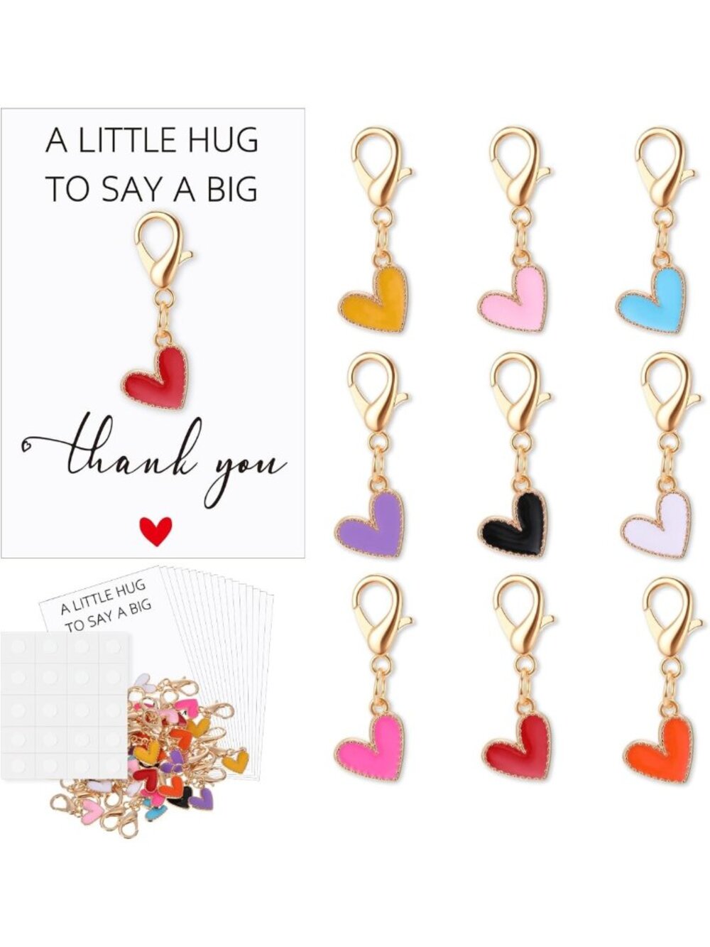 36 Sets Heart Pocket Hugs Keychains - Back to School Gifts & Thank You Cards, 9